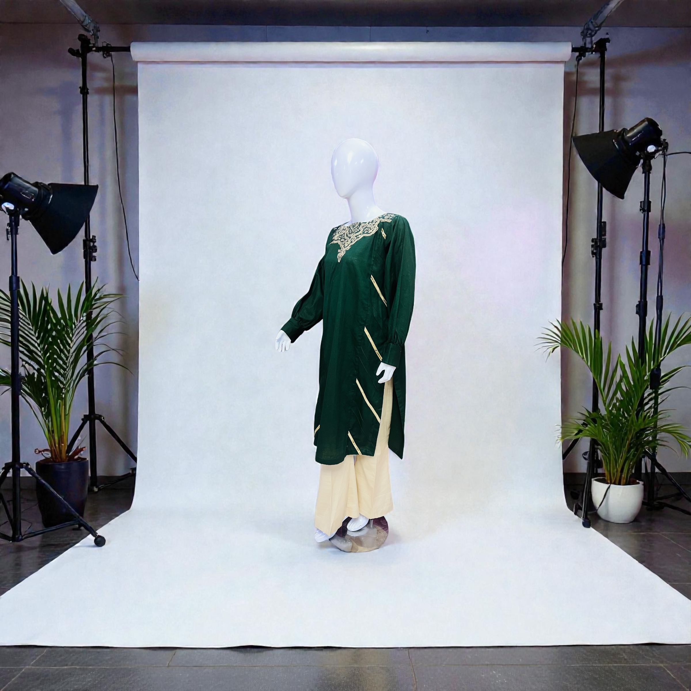 Green shirt embroidered