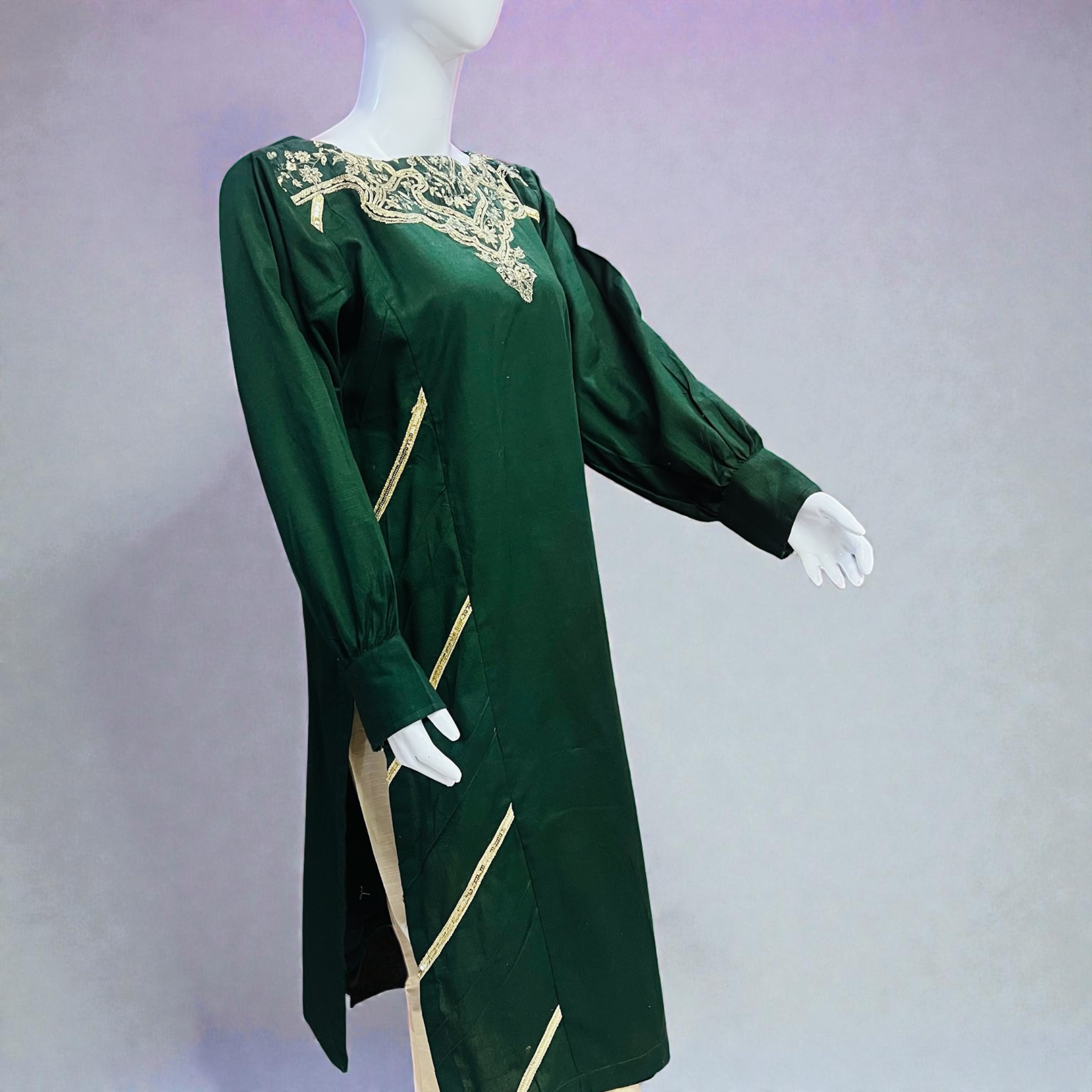 Green shirt embroidered